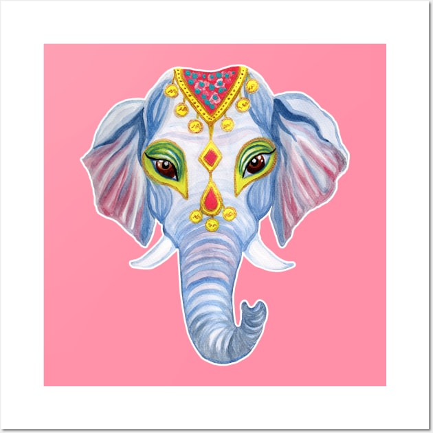 Cute Decorated Watercolor Elephant Wall Art by IvyLilyArt